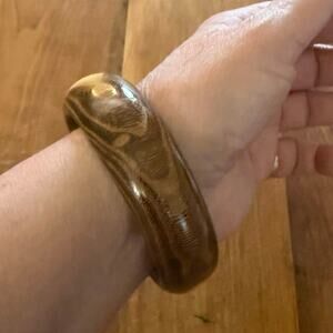 Vintage Polished Wood Bangle Bracelet (2.5” Interior)